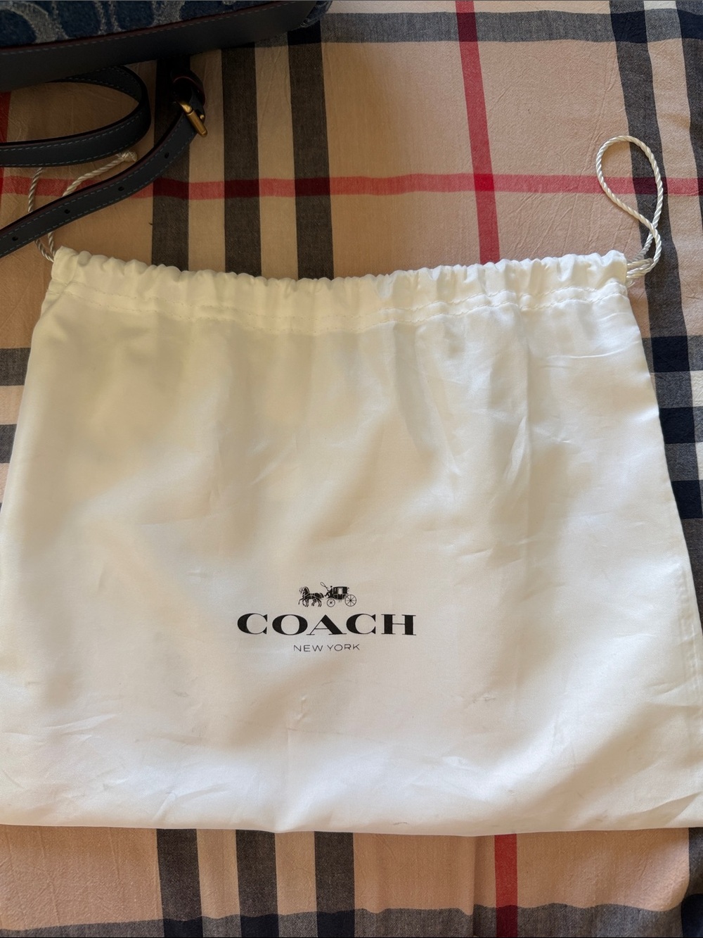 Coach Blue Denim Signature Mini Backpack with Tan Leather Handle - Picture 8 of 8